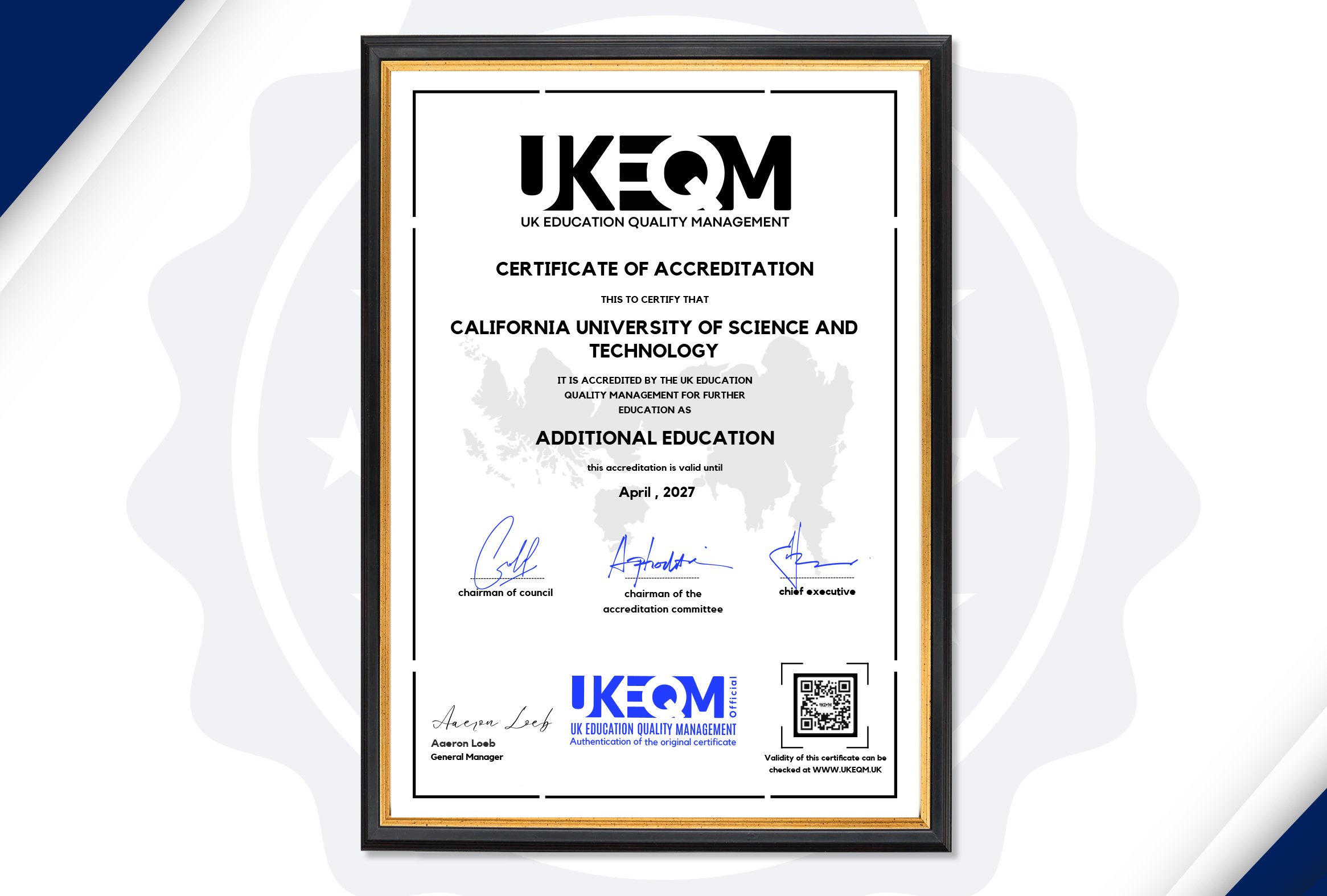 UKEQM Quality Certificate