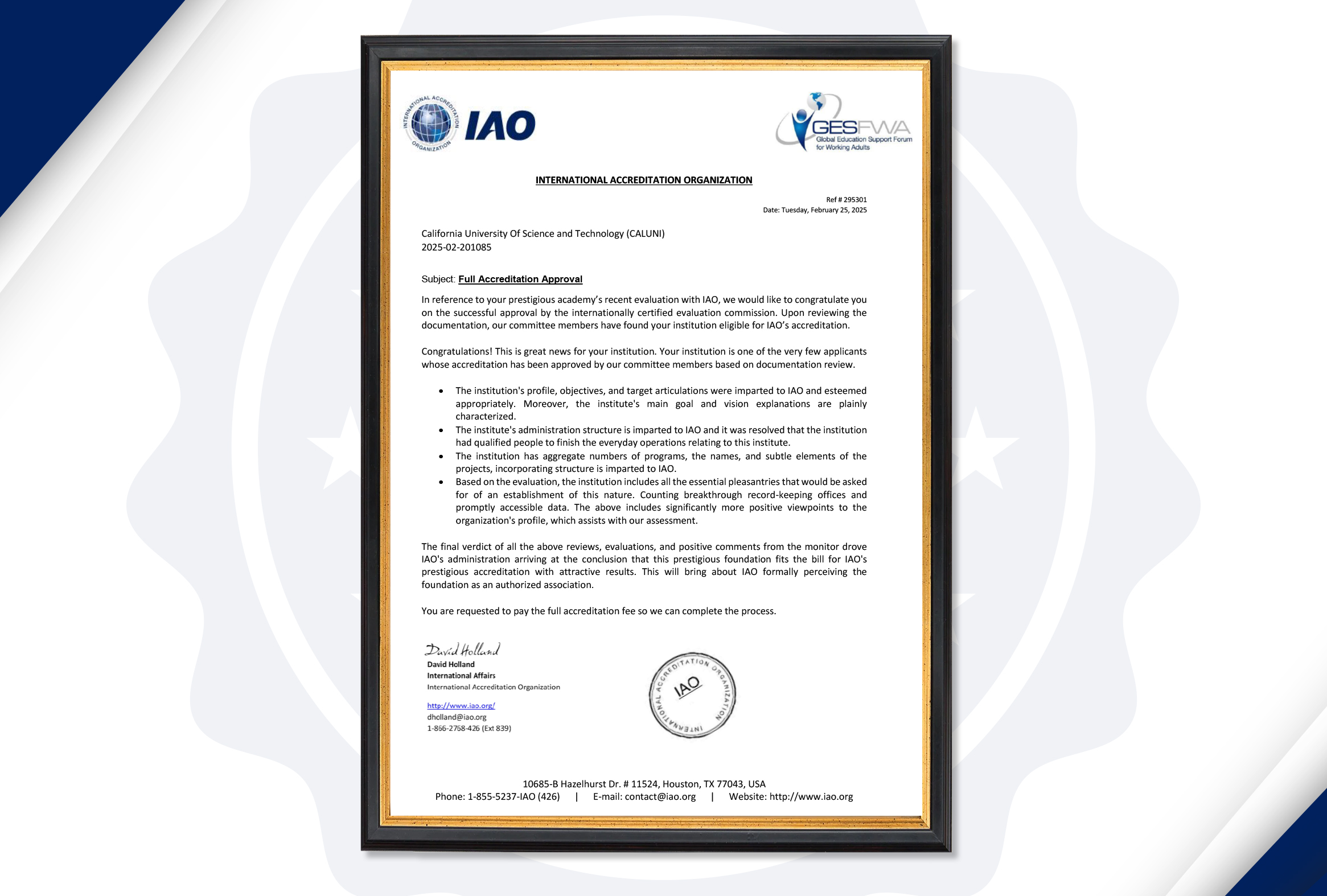 IAO Quality Certification